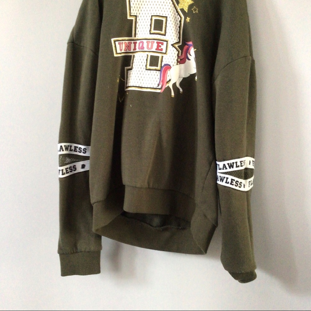 Urban Planet girls Fleece Hoodie unicorn green L/G